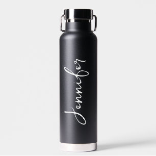 Personalised Your Name Wedding Gift Black Water Bottle