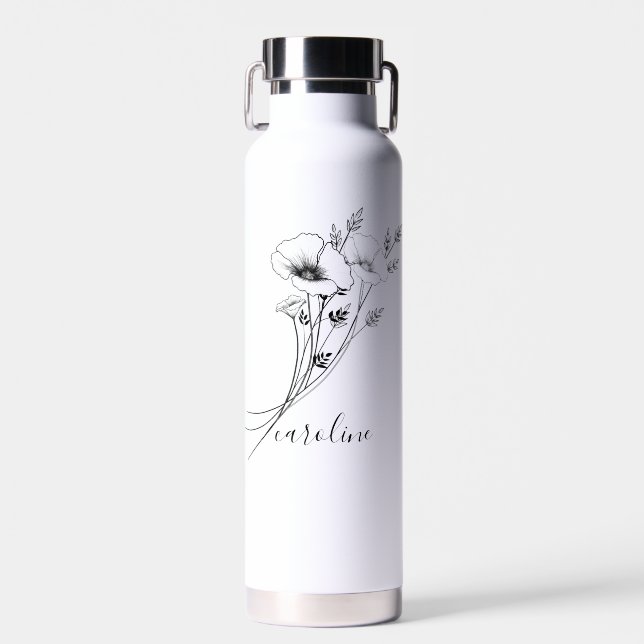 Personalised Your Name Wildflowers   Water Bottle (Front)