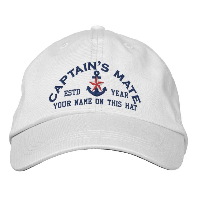 Personalised Your Name Year Captain's Mate Star Embroidered Hat (Front)