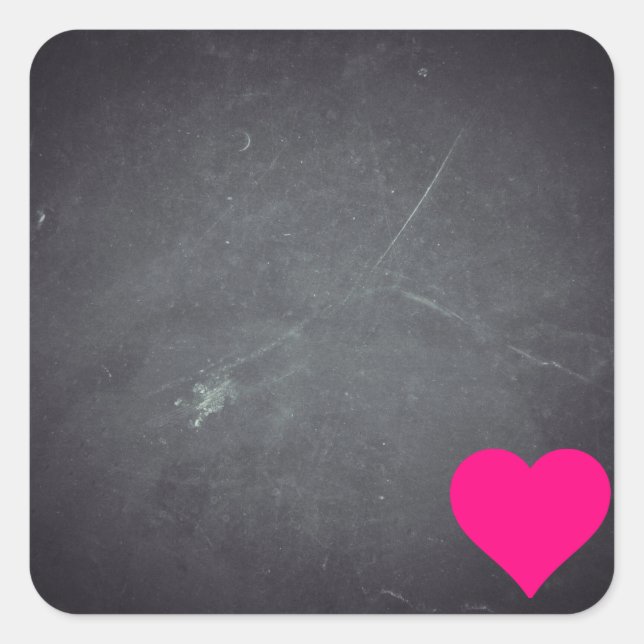 Personalised Your Own Black Chalkboard Pink Heart Square Sticker (Front)