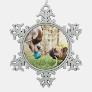 Personalised Your Pet Dog Cat Photo Picture Image Snowflake Pewter Christmas Ornament