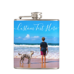 Personalised Your Pet Photo Flask Gift Custom Text
