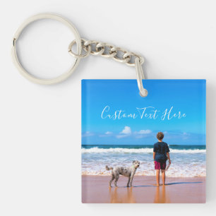 Personalised Your Pet Photo Keychain Custom Text