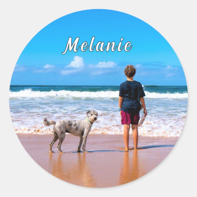 Personalised Your Pet Photo Sticker Custom Name (Front)