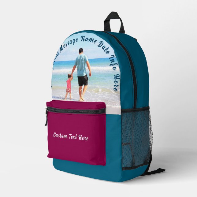 Personalised Your Photo Backpack Custom Text Name (Back Corner Right)