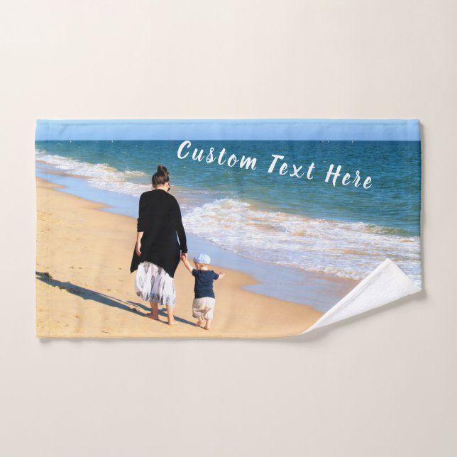 Personalised Your Photo Bath Towel Set Custom Text (Hand Towel)