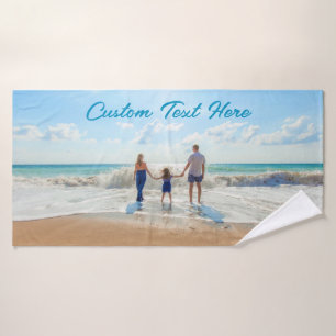 Personalised Your Photo Bath Towels Custom Text