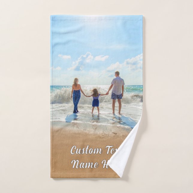 Personalised Your Photo Bath Towels Custom Text (Hand Towel)