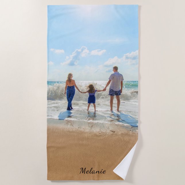 Personalised Your Photo Beach Towel Custom Name (Front)