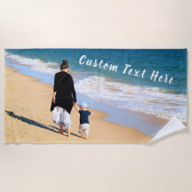 Personalised Your Photo Beach Towel Custom Text