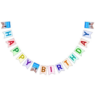 Personalised Your Photo Birthday Flags Custom Name