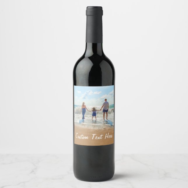 Personalised Your Photo Bottle Labels Custom Text (Front)