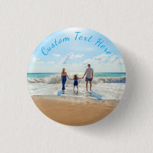 Personalised Your Photo Button Gift Custom Text