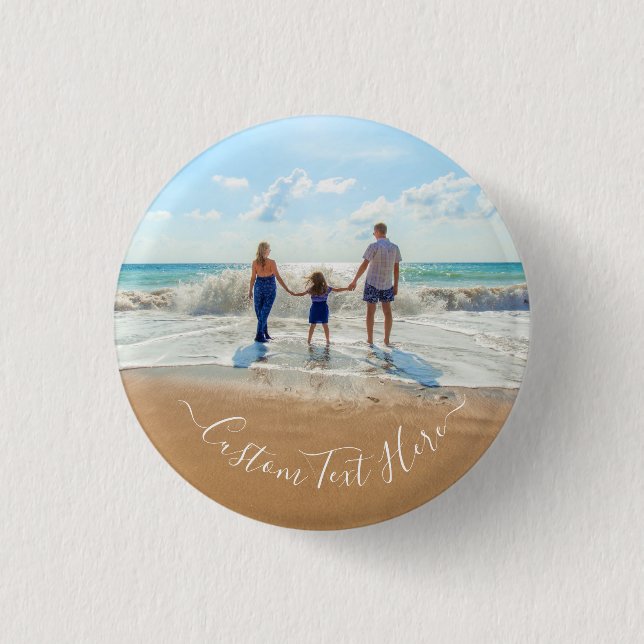 Personalised Your Photo Button with Custom Text (Front)