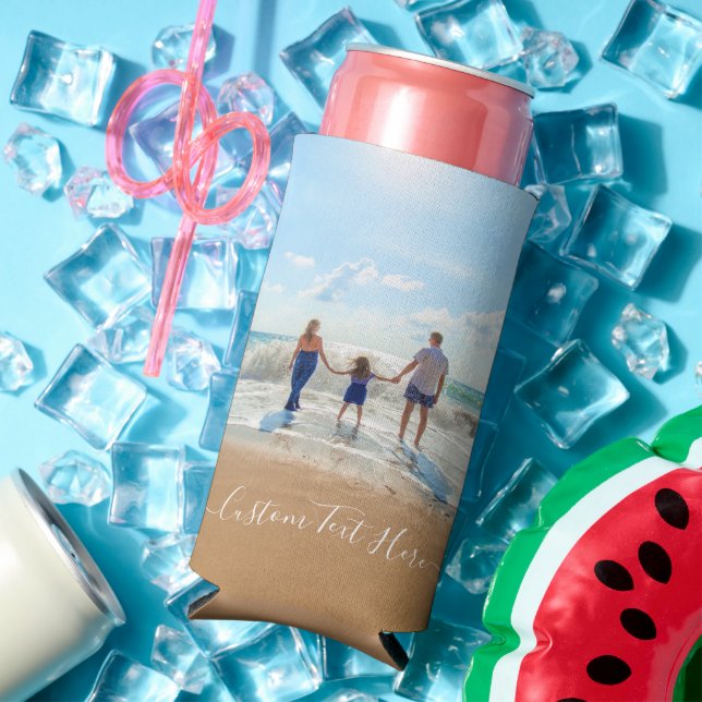 Personalised Your Photo Can Cooler and Custom Text (In Situ Summer)