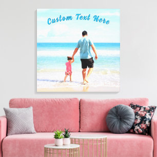 Personalised Your Photo Canvas Print Custom Text