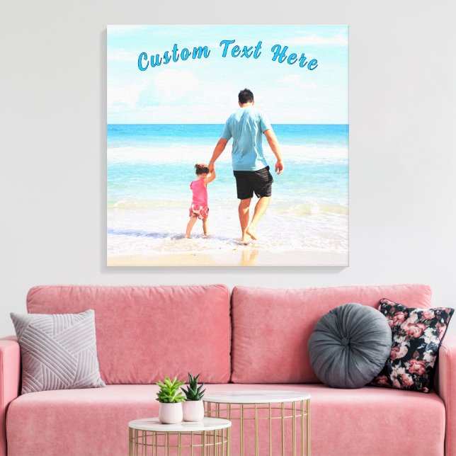 Personalised Your Photo Canvas Print Custom Text (Insitu(LivingRoom))