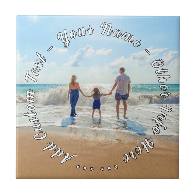 Personalised Your Photo Ceramic Tile Custom Text (Front)