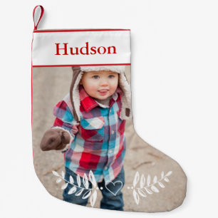 Personalised Your Photo Christmas Red White Small Christmas Stocking