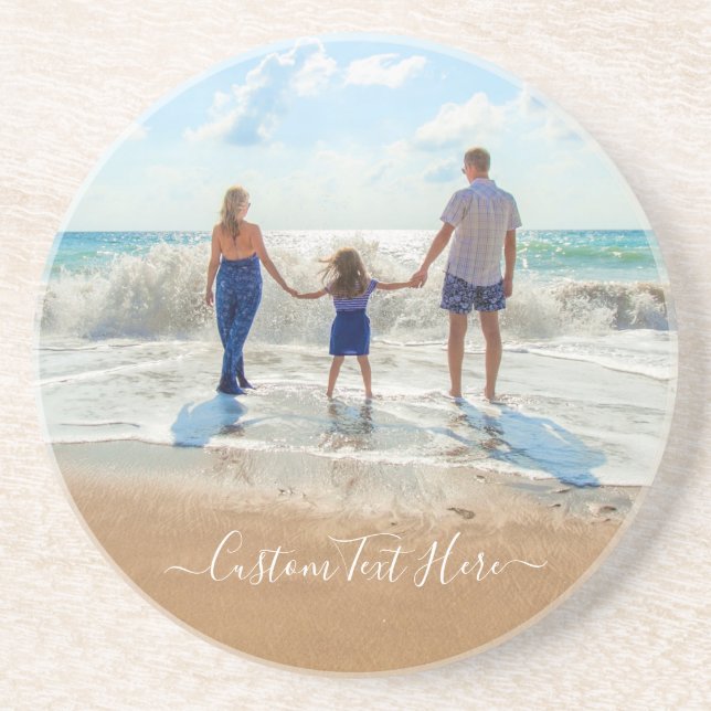 Personalised Your Photo Coaster Gift Custom Text (Front)