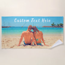 Personalised Your Photo Custom Text Beach Towel