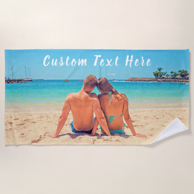 Personalised Your Photo Custom Text Beach Towel (Front)