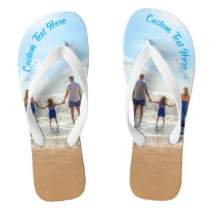 Personalised Your Photo Flip Flops Custom Text
