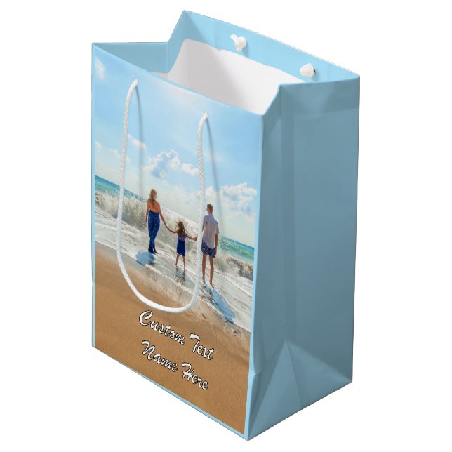 Personalised Your Photo Gift Bag with Custom Text (Front Angled)