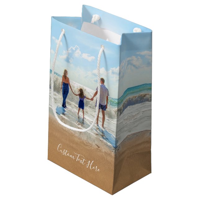 Personalised Your Photo Gift Bag with Custom Text (Back Angled)