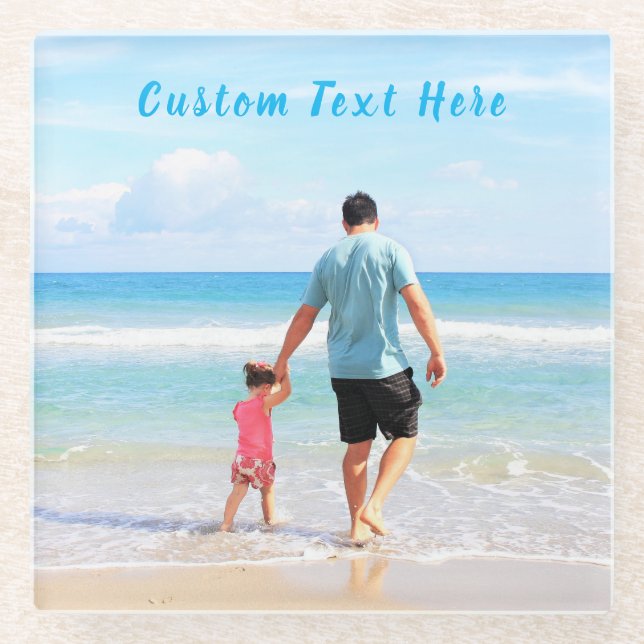 Personalised Your Photo Glass Coaster Custom Text (Front)