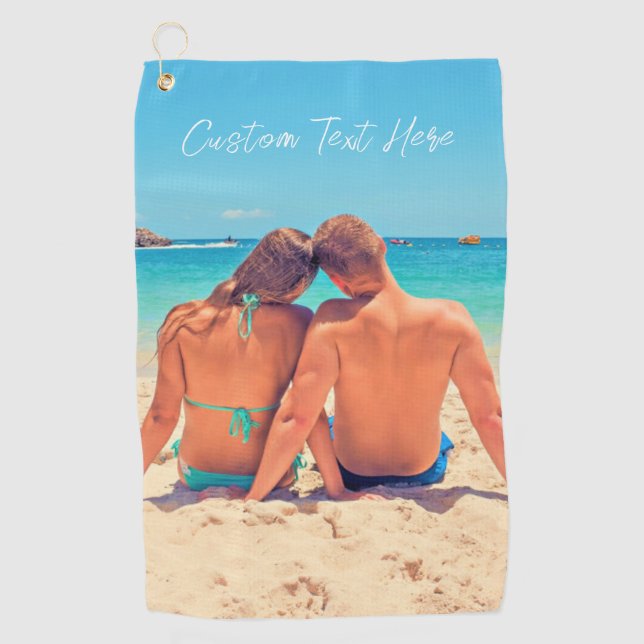 Personalised Your Photo Golf Towel and Custom Text (Front)