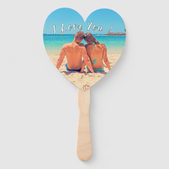 Personalised Your Photo Hand Fan Text - I Love You (Front)