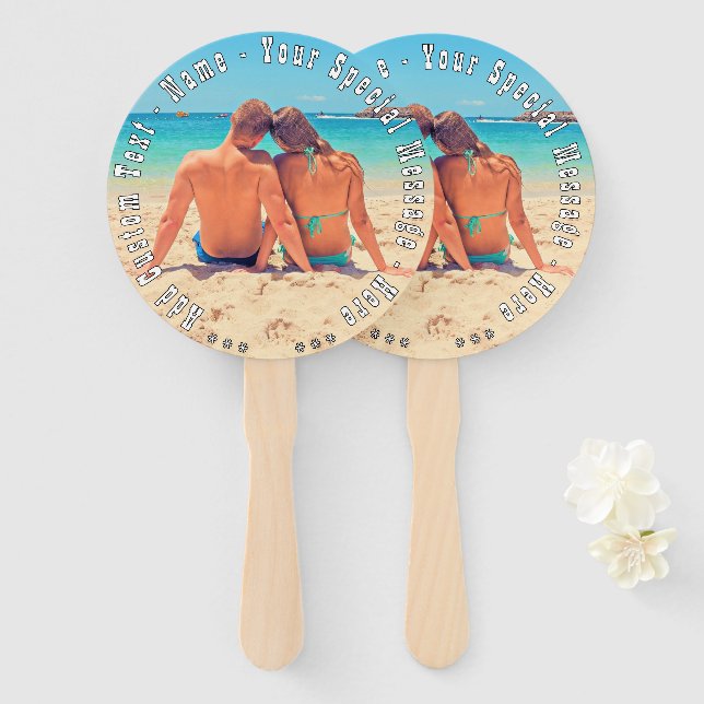 Personalised Your Photo Hand Fan with Custom Text (Front and Back)