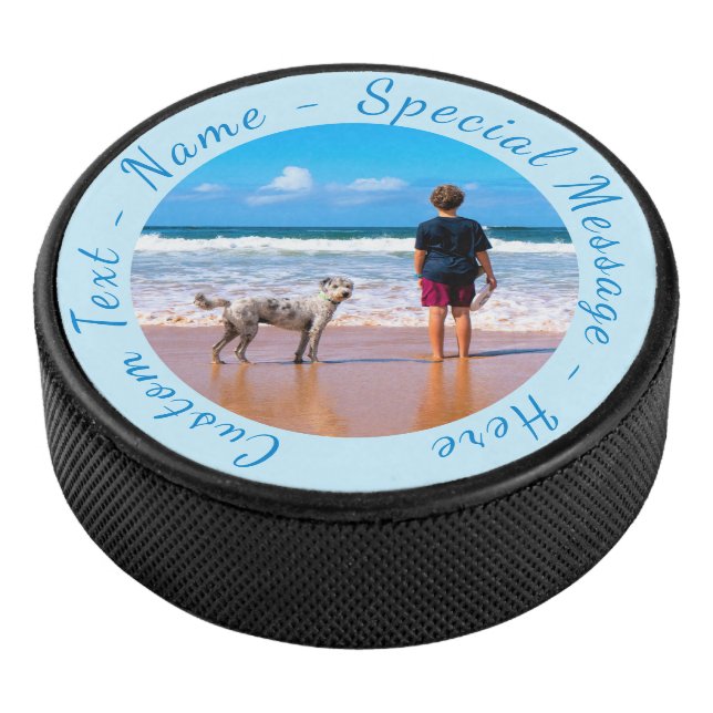 Personalised Your Photo Hockey Puck Custom Text (3/4)