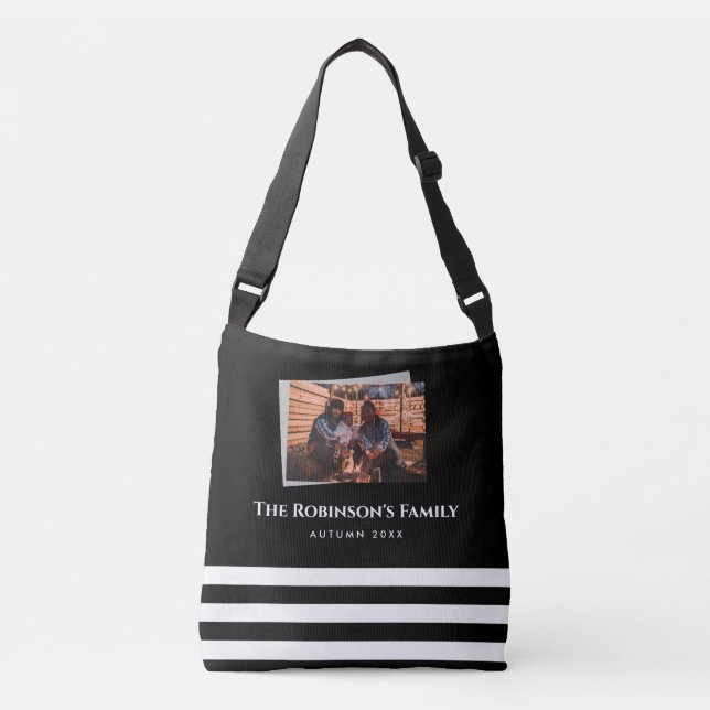 Personalised Your Photo in Black Frame with Texts Crossbody Bag (Front)