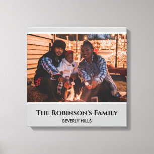 Personalised Your Photo in Grey Frame with Texts Canvas Print