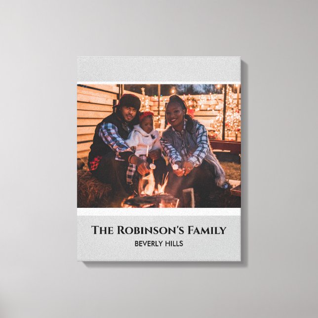 Personalised Your Photo in Grey Frame with Texts Canvas Print (Front)