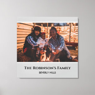 Personalised Your Photo in Grey Frame with Texts Canvas Print