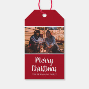 Personalised Your Photo in Red Frame Christmas Gift Tags