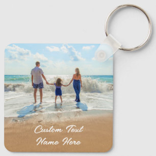 Personalised Your Photo Keychain Custom Text