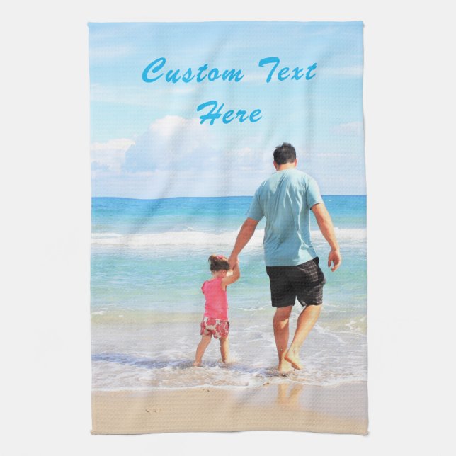 Personalised Your Photo Kitchen Towel Custom Text (Vertical)