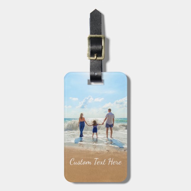 Personalised Your Photo Luggage Tag Custom Text (Front Vertical)