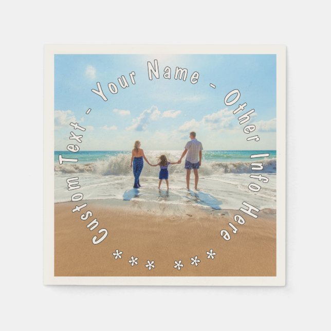 Personalised Your Photo Napkins with Custom Text (Front)