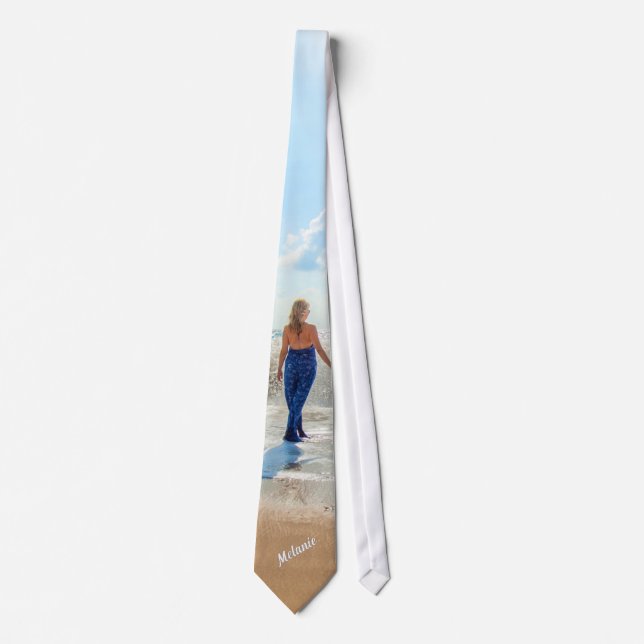 Personalised Your Photo Neck Tie Custom Name Text (Front)