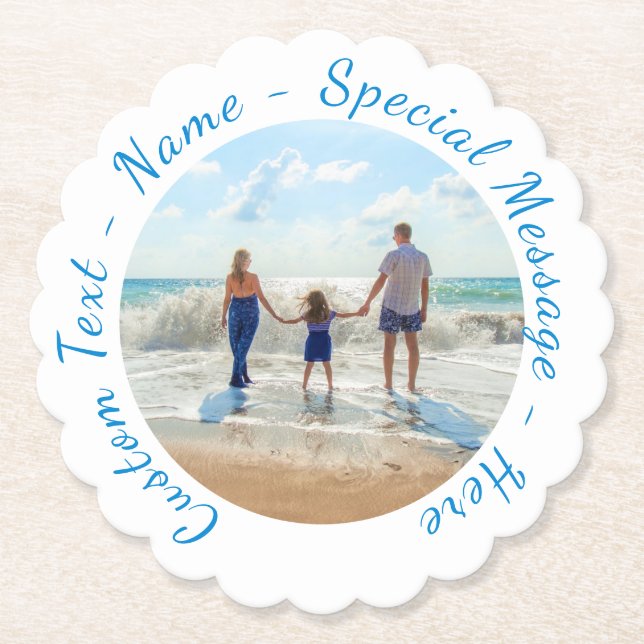 Personalised Your Photo Paper Coaster Custom Text (Front)