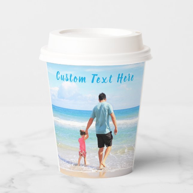 Personalised Your Photo Paper Cups and Custom Text (Front)