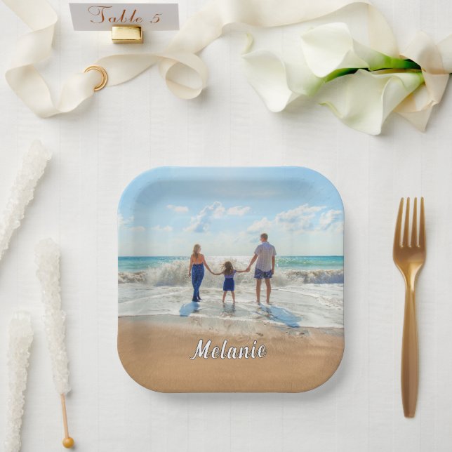 Personalised Your Photo Paper Plates Custom Name (Wedding)