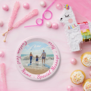 Personalised Your Photo Paper Plates Custom Text