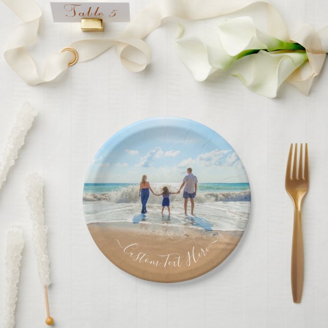Personalised Your Photo Paper Plates Custom Text (Wedding)