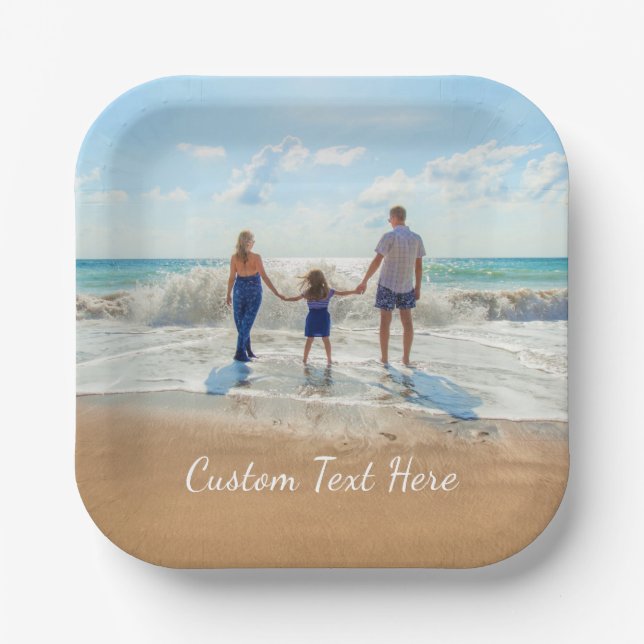 Personalised Your Photo Paper Plates Custom Text (Front)